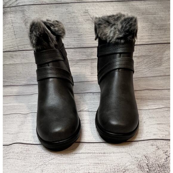 Jill Bootie Gray Women’s Size 10M NWOT Faux Fur Lined Ankle Boots - Picture 1 of 6